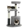 thumbnail image 4 of Pefilos 32.7" Cat Tree Tower for Indoor with Self Groomer Brush, Sisal Scratching Post, Dangling Ball for Small, Medium Cats, Gray, 4 of 10