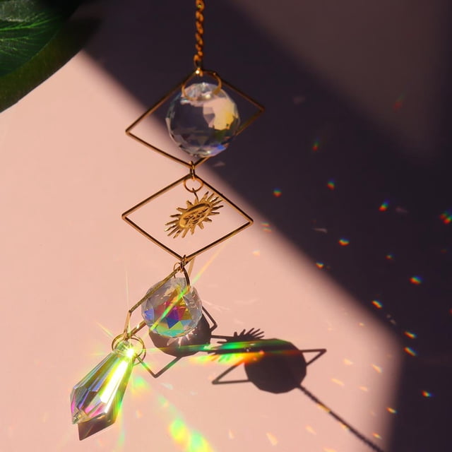 Moon Sun Ball Crystal Hanging Metal Pendant Garden Decor (20)