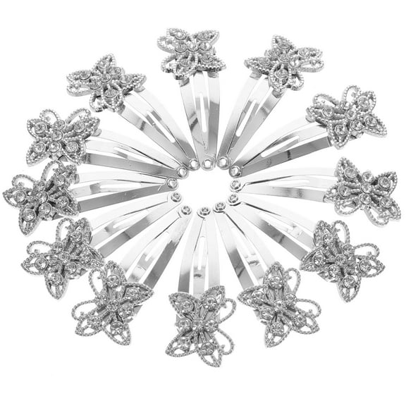 WRITWAA 12 Pieces Rhinestone Butterfly Hair Clips Metal Snap Barrettes for Stylish Hair Decoration Accessories
