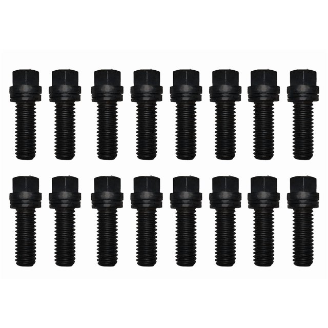 Proform Parts Exhaust Header Bolt 66752 Universal; 3/8 - 16 Inch Thread Size; 3/4 Inch Length; Locking Bolt; Hex Head; Black Oxide; Steel; With Wedge Locking Washers; Set Of 16