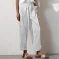 thumbnail image 7 of Petite Cropped Pant Women Casual Lightweight Pull On Wide Leg Drawstring Elastic Waist Summer Beach Pants with Pockets 23" 24" Inseam White S, 7 of 7