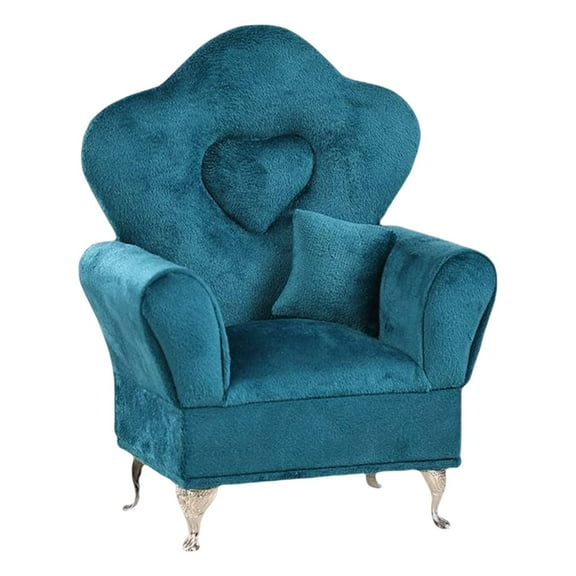 Sofa Bed Jewelry Box, Dollhouse Furniture Jewelry 1/6 Sofa Cushions Dollhouse for Bedroom Vanity Table , Green