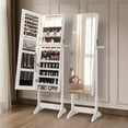 thumbnail image 5 of Gymax Standing Jewelry Cabinet Full Length Mirror Lockable w/ 3-Color LED Lights White, 5 of 9