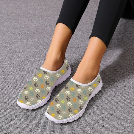 

Fashion Dog Paw Footprint Print Women Flat Shoes Lightweight Slip-on Mesh Sneakers Comfort Loafers Zapatos mujer