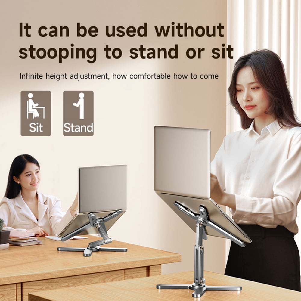 Laptop Stand with 360 Rotating Metal Foldable Holder for 16'' Computer Notebook X-Shaped Ergonomic Portable Adjustable Desk Laptop Riser