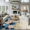 thumbnail image 3 of Large Area Rugs for Living Room Bedroom, Navy Blue Spring Floral 6'x9' Rug Washable Carpet Runner Indoor Outdoor, Farmhouse Butterfly Rustic Non Slip Floor Mats Rug for Kitchen, Playroom, 3 of 8