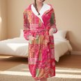 thumbnail image 2 of Women's Fleece Plush Robe Long Warm Plush Bathrobe Loungewear Jacket Printed Comfort Robe, 2 of 5