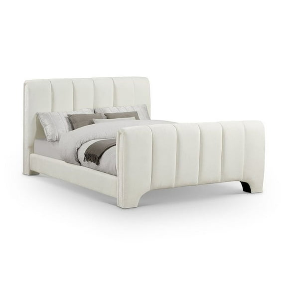 Meridian Furniture Camila Cream Chenille Fabric Full Bed