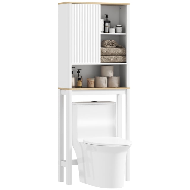 HOMCOM Over The Toilet Storage Cabinet, Bathroom Organizer, White