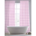 thumbnail image 5 of Pink Grid Sheer Curtains 84 Inch Length 2 Panels Set, Checkered Plaid Gingham Lattice Trellis Print Voile Window Treatment Rod Pocket Curtains Sheers Drapes for Bedroom/Living Room/Kitchen 52"x84"x2, 5 of 7
