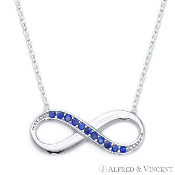 Infinity Charm CZ Crystal Pendant & Chain Necklace in .925 Sterling Silver