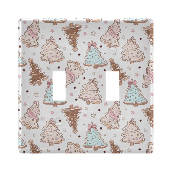 Christmas Candy Tree Toggle Switch Wall Plate 2-Gang Unbreakable Durable PC Flush Fit Round Edge 4.48x4.56in