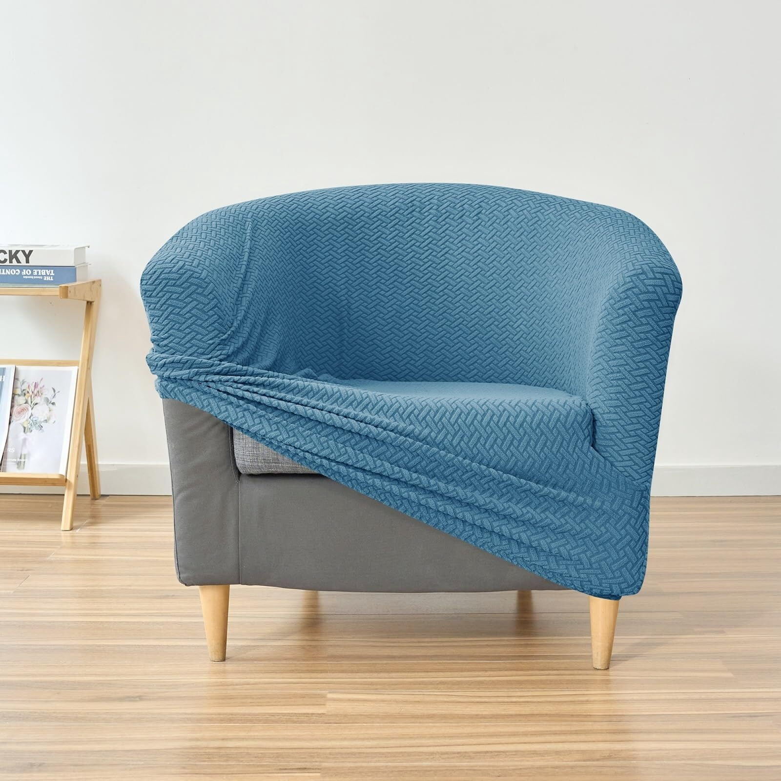LKJYER Club Chair Slipcover Jacquard Barrel Chair Covers Stretch Tub Chair Slipcovers Soft Armchair Sofa Covers Removable Couch Cover Protector for Living Room Hotel Restaurant