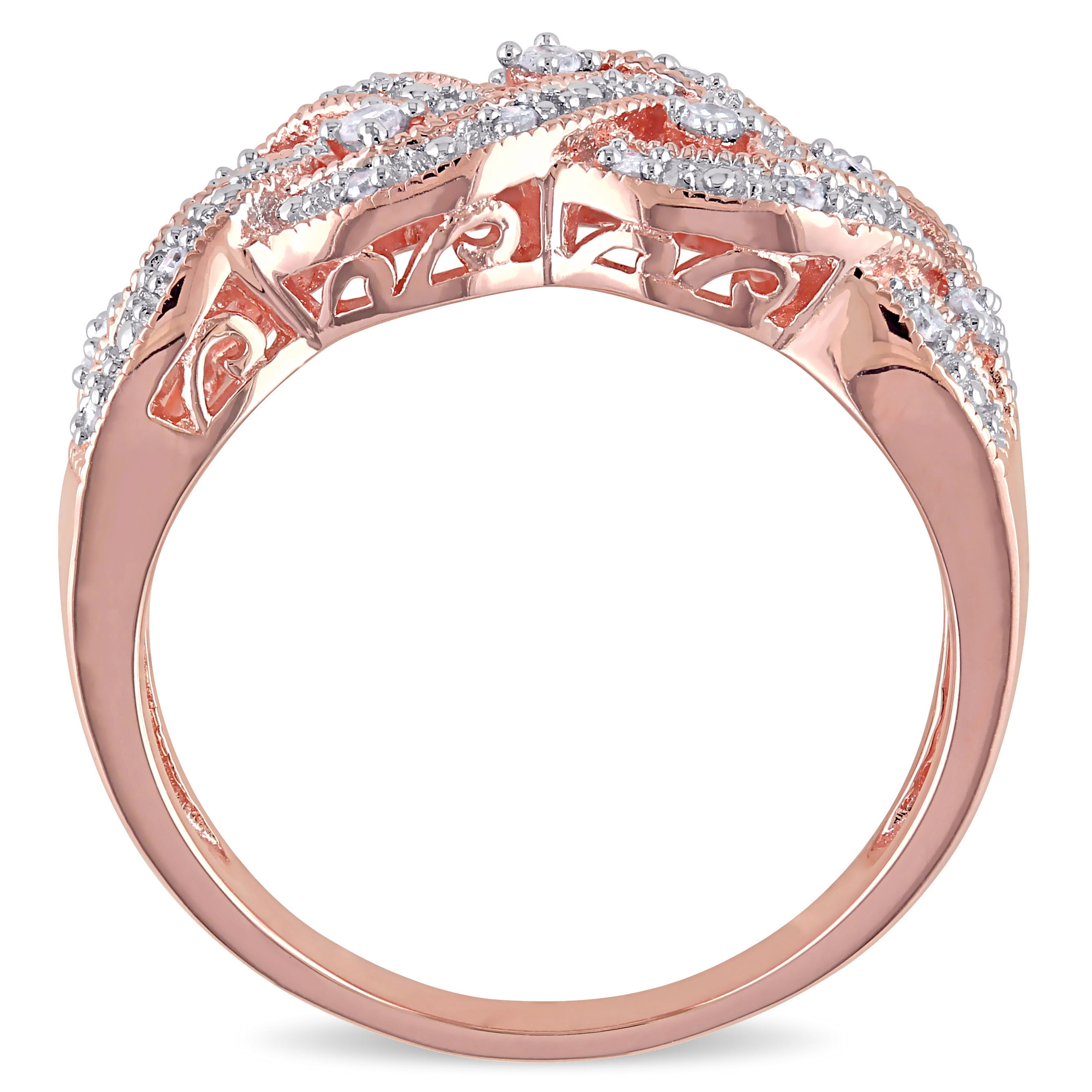 Everly Women's 0.13 CT TW Diamond Rose Gold Flash-Plated Sterling Silver Ring
