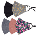 thumbnail image 1 of 5 Pieces Reusable Face Mask Protect Comfy Washable Cover Cloth Masks Nose Clip Wire Unisex Floral Patternr, 1 of 7