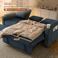 thumbnail image 2 of Muumblus 3-in-1 Convertible Sectional Sleeper Sofa with Recliner, Side Table & USB, 3-Seater Pull Out Couch Bed for Living Room, Blue Chenille, 2 of 9