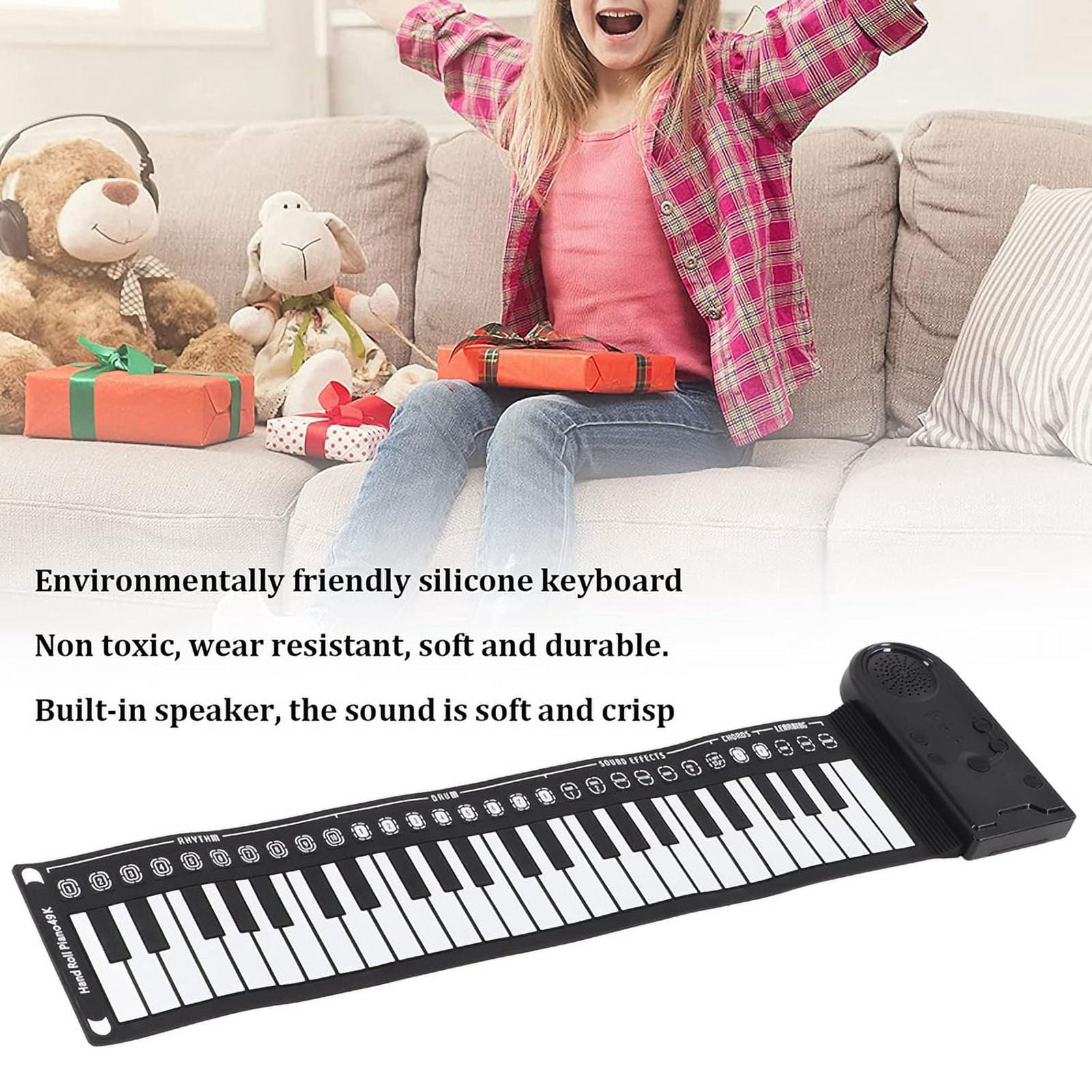 Keyboard Piano Roll Up Electric for Beginners Foldable 49 Keys Electronic