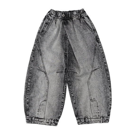 Tiijoy Toddler Boys Fashion Baggy Jeans Elastic Waist Straight Leg Denim Pants, Sizes 4-16