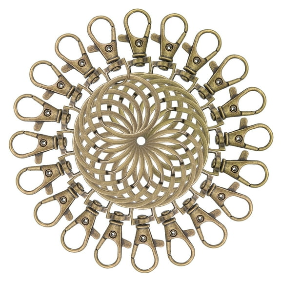 Uxcell 20 Pcs Swivel Snap Hooks with Key Rings, Metal Keychain Lanyard Clip Clasps for DIY Key Chains Jewelry Crafts, Bronze