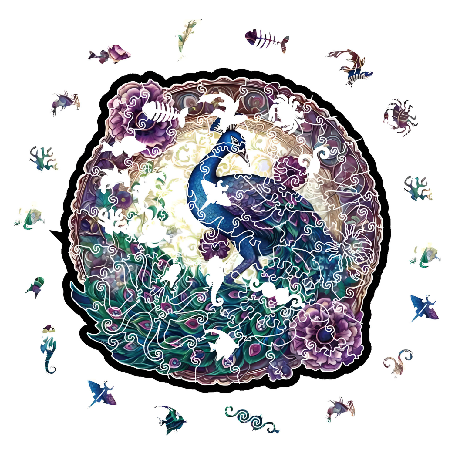 CRAFTHUB Peacock Wooden Puzzle for Adults - Wooden Jigsaw Puzzle for Ages 13+, Size: 10.8"x10.6"