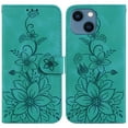 thumbnail image 2 of Compatible avec iPhone 13 Mini Étui Portefeuille Embossé Lys avec Porte-Cartes en Cuir PU à Rabat, 2 of 5