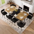 thumbnail image 4 of 9 Piece Dining Table Set for 8, 78.7" Rectangle Dining Table with 8 Black Velvet Upholstered Dining Chairs, Space Saving Kitchen Table and Chairs for Kitchen, Living Room, 4 of 9