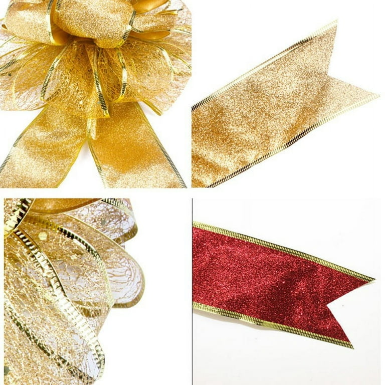  Colovis Christmas Tree Topper Bow, 10ft Long Streamers Tree  Topper Bow Gold, Velvet Ribbon Bows Toppers for Xmas Holiday Party Home  Decor (Gold) : Home & Kitchen