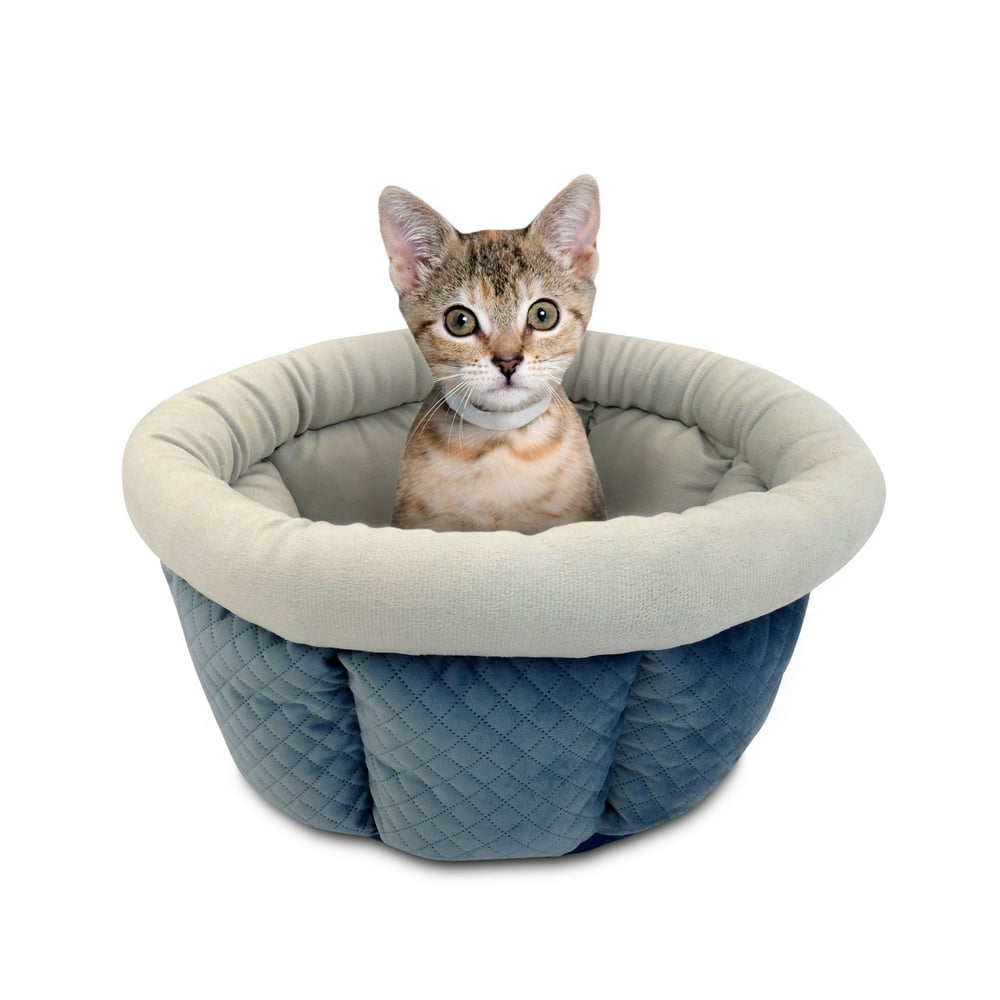 ASPCA Cozy Cuddle Cup Pet Cat Bed, Blue - Walmart.com - Walmart.com