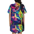 thumbnail image 4 of Womens Pajama Sets With Pocket, Neon Pop Art Pitbull Lounge Sets Short Sleeve Sleepwear PJ Sets for Women, 4 of 6