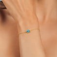 thumbnail image 4 of Gem Stone King 18K Yellow Gold Plated Silver Swiss Blue Topaz Solitaire Bracelet for Women (1.15 Cttw, Cushion Cut 6MM), 4 of 4