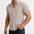 thumbnail image 6 of Paiwinds Men's Linen Short Sleeve Shirt Casual Button Down Collar Shirt Solid Color Lightweight Summer Beach Shirts for Men, 6 of 9