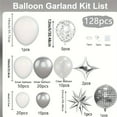 thumbnail image 3 of 128pcs White & Silvery Balloon Garland Arch Set - 22" 4D Disco & Exploding Star Foil Balloons, Perfect for Engagement Weddings, Birthday Parties, Valentine'S Day, Bachelorette Parties, And New Year, 3 of 6