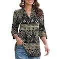 thumbnail image 3 of LETDIOSTO Womens Plus Size Shirts 3/4 Roll Sleeve V Neck Floral Flowy Blouses Tunic Tops, 3 of 9