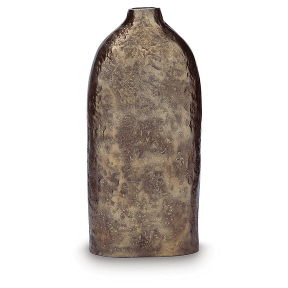 Signature Design by Ashley Wallmond 13" Metal Vase, Antique Brass Finish