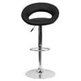 thumbnail image 6 of Emma + Oliver Black Vinyl Rounded Back Adjustable Height Barstool,Chrome Base, 6 of 7