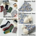 thumbnail image 3 of CoCozhu Vintage Embroidered Floral Socks for Women, Combed Cotton Crew Socks, 3 of 7