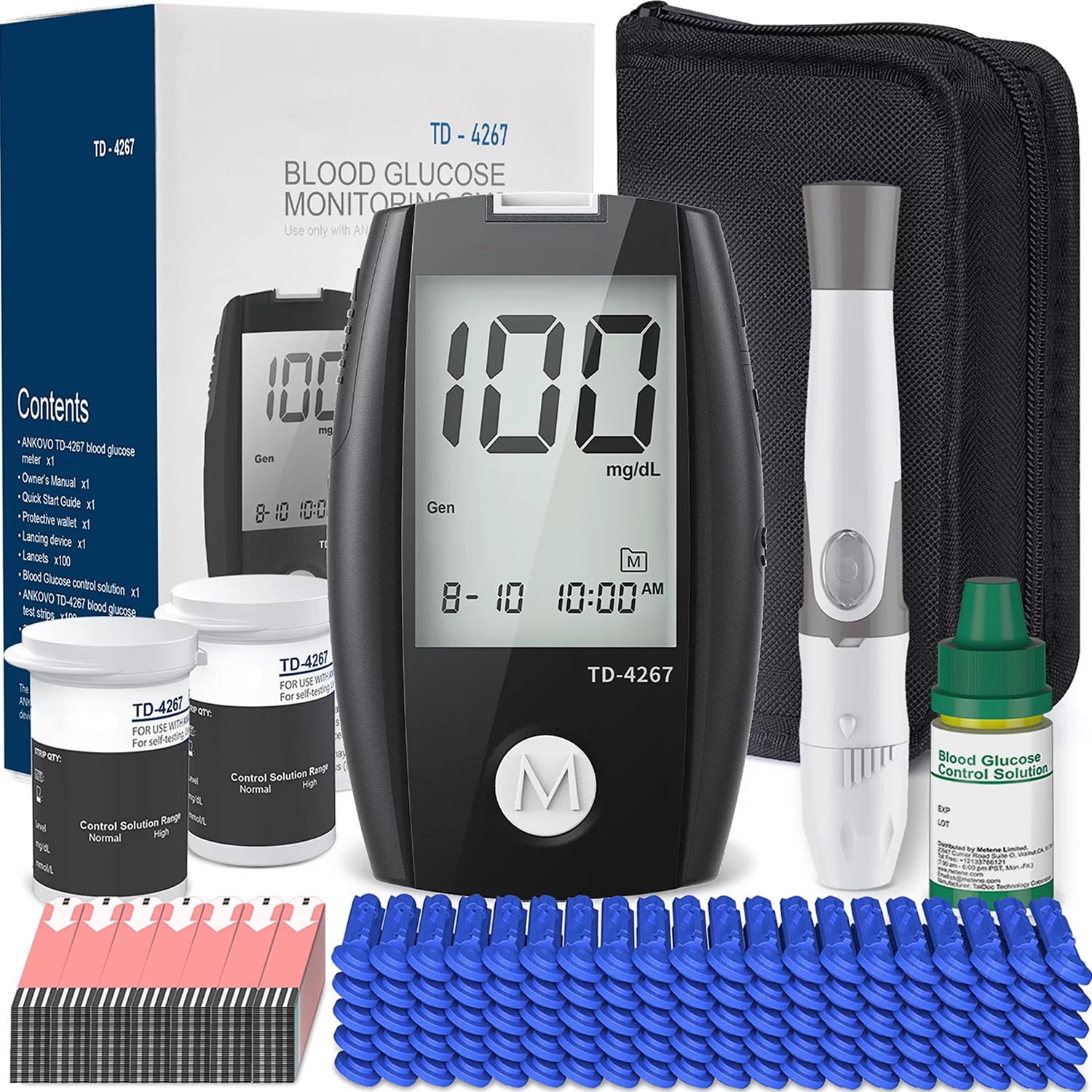 ANKOVO TD4267 Blood Glucose Monitor Kit, Diabetes Jordan Ubuy