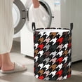 thumbnail image 4 of Lsque Houndstooth Green Red pattern Laundry Hamper Basket, Tall Woven Rope Hamper Basket for Clothes, Lightweight Storage Basket, Collapsible Waterproof-Medium, 4 of 8