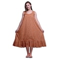 thumbnail image 1 of Bimba Medium Orange3 Feuilles Pois & Feuille Bleue Imprimée Chemises de Nuit en Coton pour Femmes Robe Sans Manches Tenue de Nuit Robe Maxi XX-Grand, 1 of 6