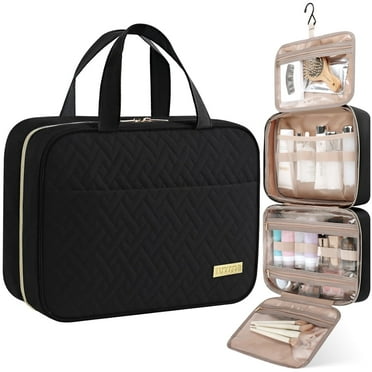 HOTOR Travel Toiletry Bag for Women & Men, Spacious Hanging Hook Makeup Bag for Travel Essentials, Black