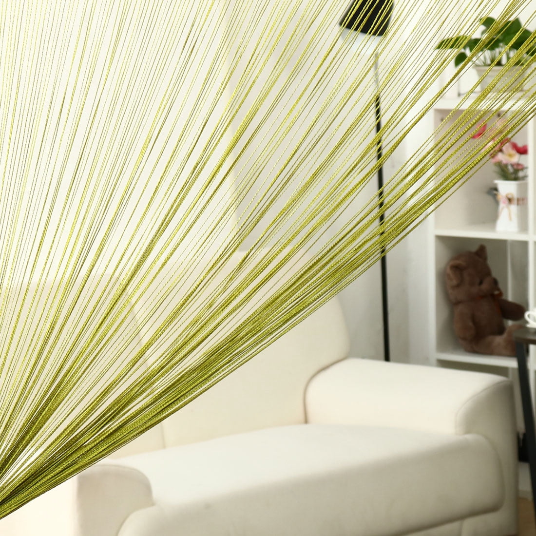 Unique Bargains Divider Thread Curtain Fringe Panel 39" x 79" Lawn Green