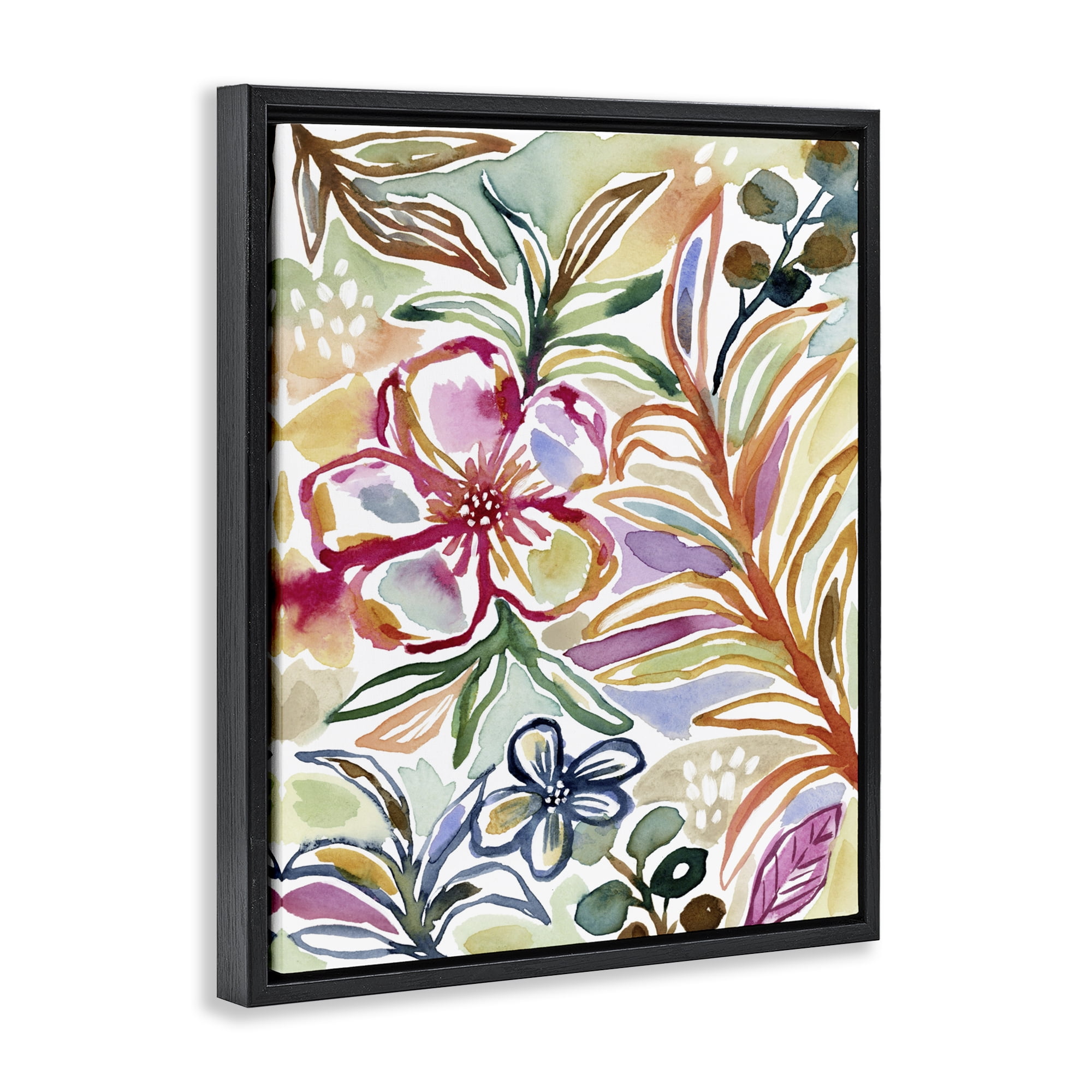 Stupell Industries Colorful Garden Impressions Black Framed Floater Canvas Wall Art, design by Lisa Nohren