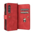 thumbnail image 4 of Dteck Case for Samsung Galaxy Z Fold3 5G,Heavy Duty Leather 15 Card Slots Wallet Zipper Pocket Case Shockproof PC Kickstand Cover with Wrist Strap,Red, 4 of 9