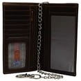 thumbnail image 4 of RFID Blocking Vintage Leather Slim Long Bifold Checkbook Biker Chain Wallet, 4 of 15