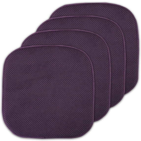 Sweet Home Collection Memory Foam Honeycomb Non-Slip Back 16" x 16" Chair Pad - Eggplant, 4 Pack