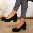 thumbnail image 7 of Pennysue Women's Low Chunky Heel Pumps Black Sedue Closed Toe Shoes 8M, 7 of 7