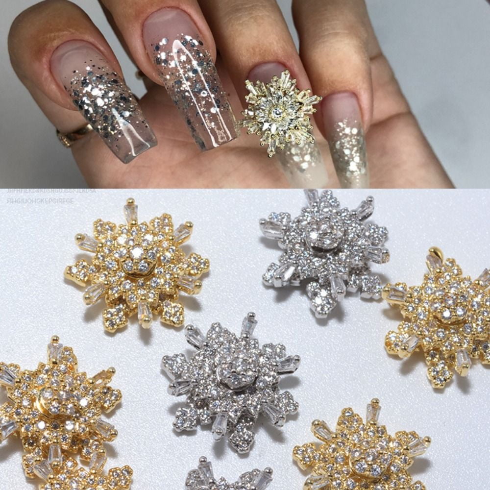 Spin Rotating Snowflake Nail Charms Luxury Spinning Nail Rhinestones Winter  Snowflake Charms For Nails Zircon Nail Charm Jewelry - Rhinestones &  Decorations - AliExpress