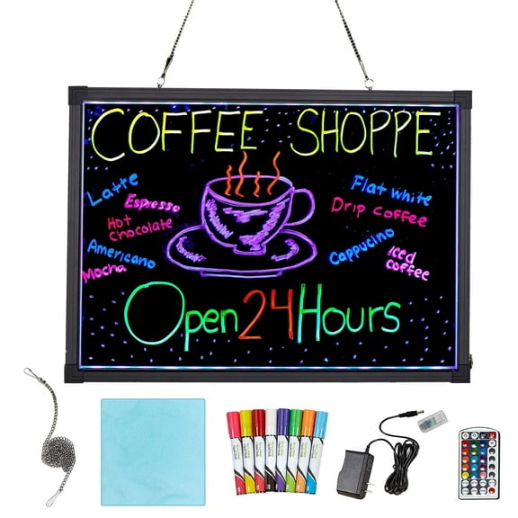 Alpine LED Message Writing Board - 20" X 28" Illuminated Dry Erase Board with 48 Different Flashing Styles & Fluorescent Markers, Great for Restaurants, Schools & Retail Stores