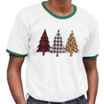 thumbnail image 2 of Plaid Print Christmas Trees Ringer Tee Shirt Unisex Medium White/Kelly Green, 2 of 5
