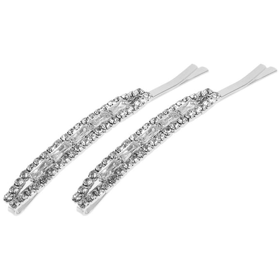 KAKOWELY 2Pcs Sparkly Hair Barrette For Women Rhinestone Hair Clips With Rectangular Clip And Iron